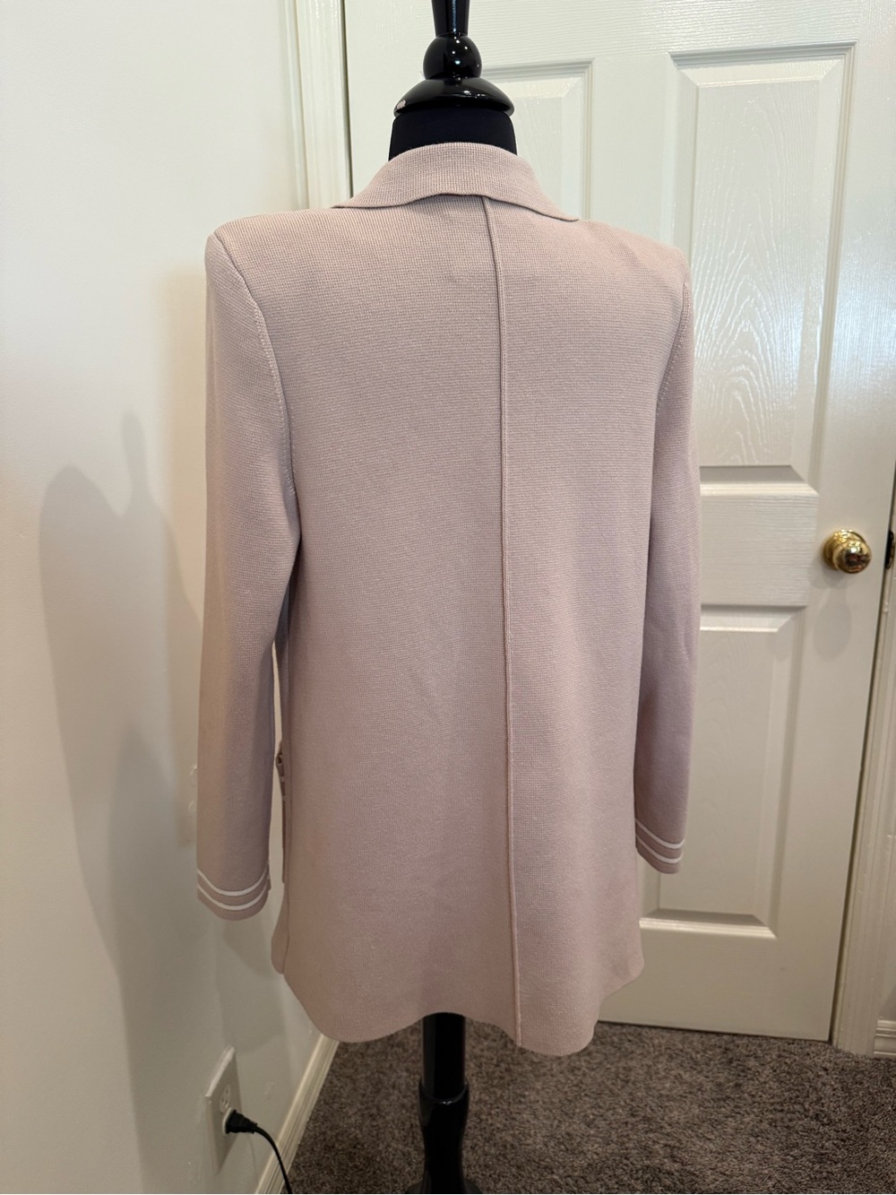 L’AGENCE Eileen Knit Double-Breasted Boyfriend Knit Blazer Blush Pink M $525 - Picture 11 of 15